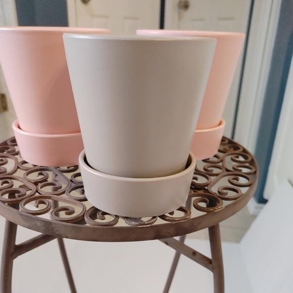 NWOT Bundle Pink & Grey planters 5×5 bundle of 3 - Picture 3 of 7